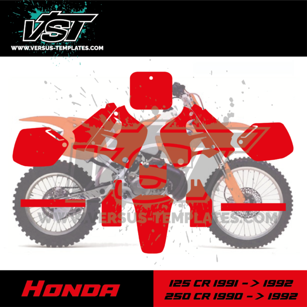 gabarit template schablone modelo szablon honda 125 250 cr 1990 1991 1992 1988 VST vectoriel 2