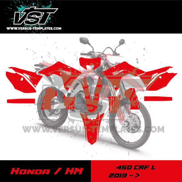 gabarit template schablone modelo szablon honda hm 450 crf l 2019 2020 2021 2022 2023 2024 2025 VST vectoriel