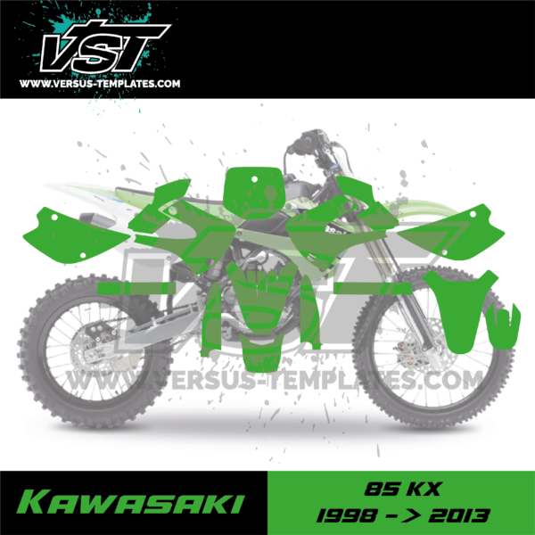 gabarit template schablone modelo szablon kawasaki 85 kx 1998 1999 2000 2001 2002 2003 2004 2005 2006 2007 2008 2009 2010 2011 2012 2013 VST vectoriel 1