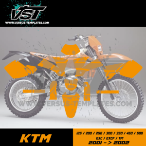 gabarit template schablone modelo szablon ktm 125 200 250 300 350 450 500 exc excf tpi 2001 2002 VST vectoriel_Plan de travail 1