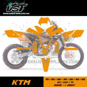 gabarit template schablone modelo szablon ktm 125 200 250 300 350 450 500 exc excf tpi 2005 2006 2007 VST vectoriel_Plan de travail 1