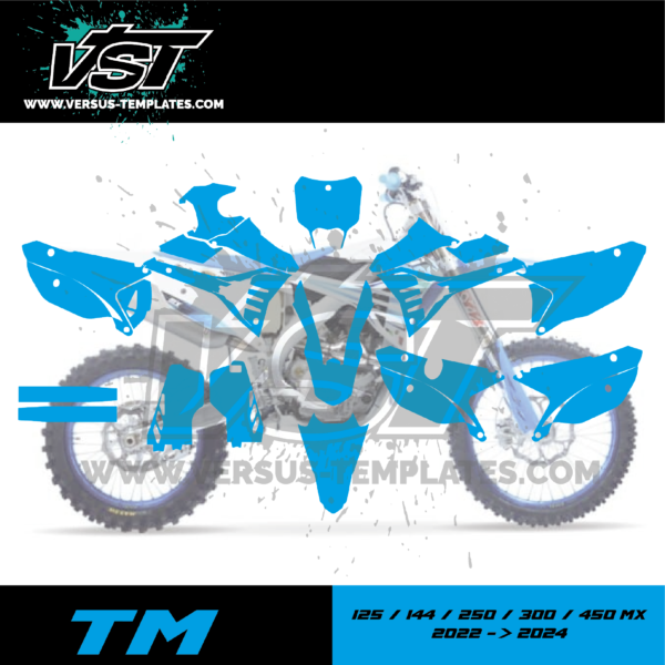 gabarit template schablone modelo szablon tm racing 125 250 300 450 MX 2022 2023 2024 VST vectoriel